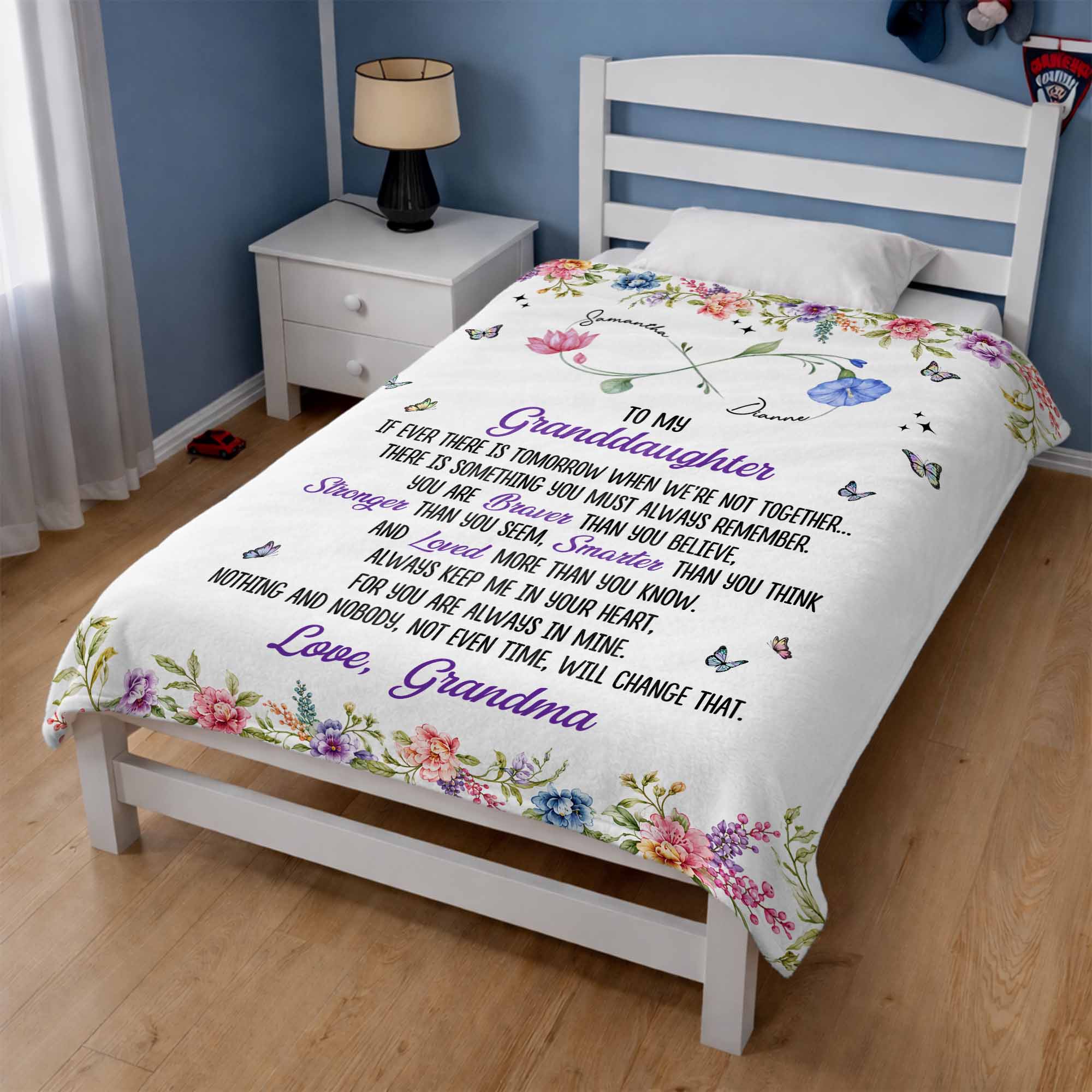 Personalized Birth Month Flowers Blanket Custom Gift for Granddaughter