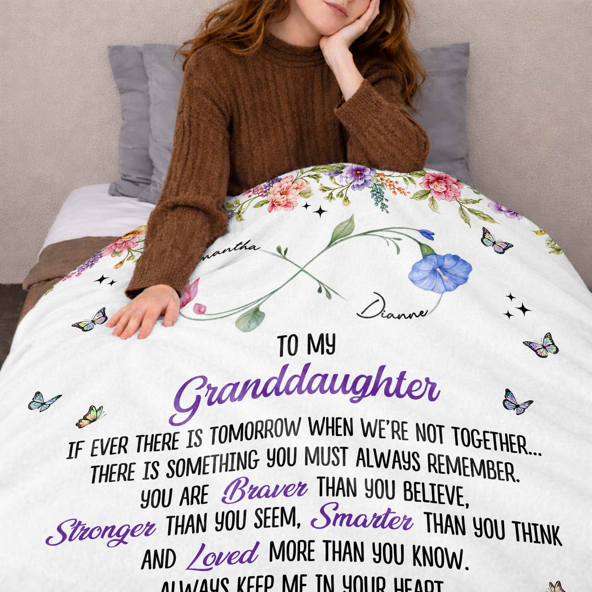 Personalized Birth Month Flowers Blanket Custom Gift for Granddaughter
