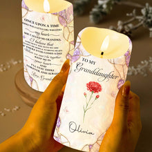 Load image into Gallery viewer, Personalized Custom LED Candle Birth Month Flower Gift for Granddaughter
