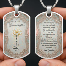 Load image into Gallery viewer, Personalized Dog Tag Necklace for Granddaughter with Birth Month Flower
