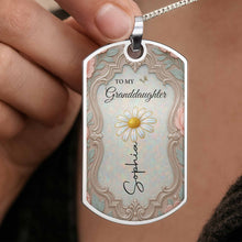 Load image into Gallery viewer, Personalized Dog Tag Necklace for Granddaughter with Birth Month Flower

