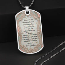 Load image into Gallery viewer, Personalized Dog Tag Necklace for Granddaughter with Birth Month Flower
