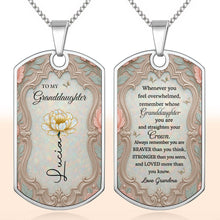 Load image into Gallery viewer, Personalized Dog Tag Necklace for Granddaughter with Birth Month Flower
