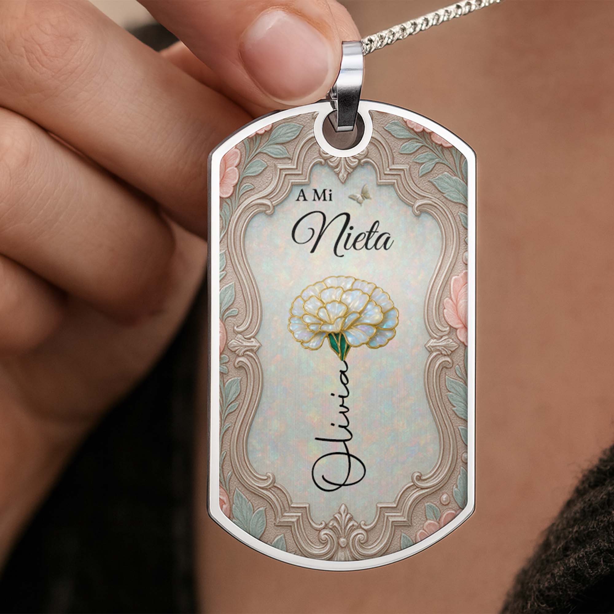 Personalized Dog Tag Necklace Custom Name for Granddaughter