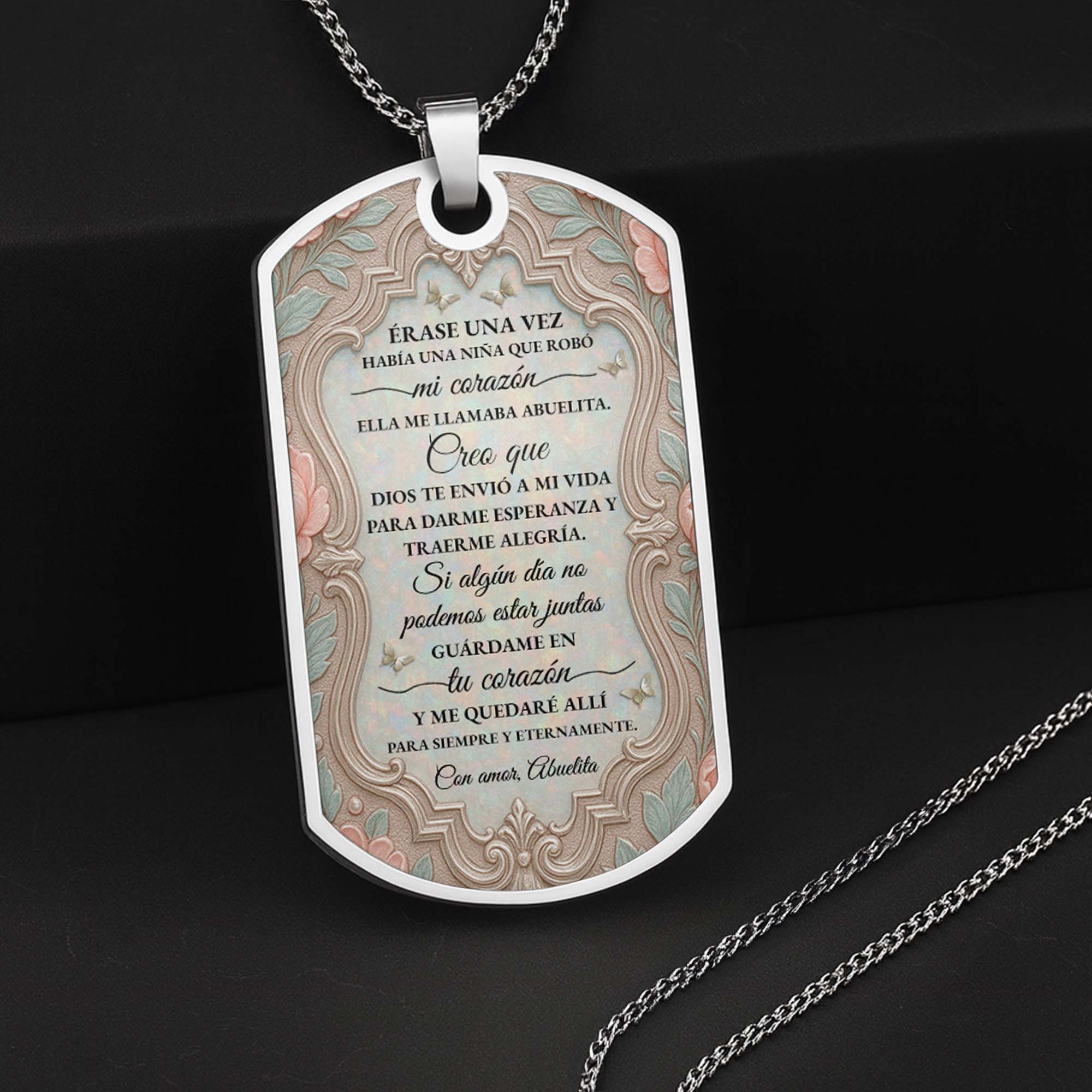 Personalized Dog Tag Necklace Custom Name for Granddaughter
