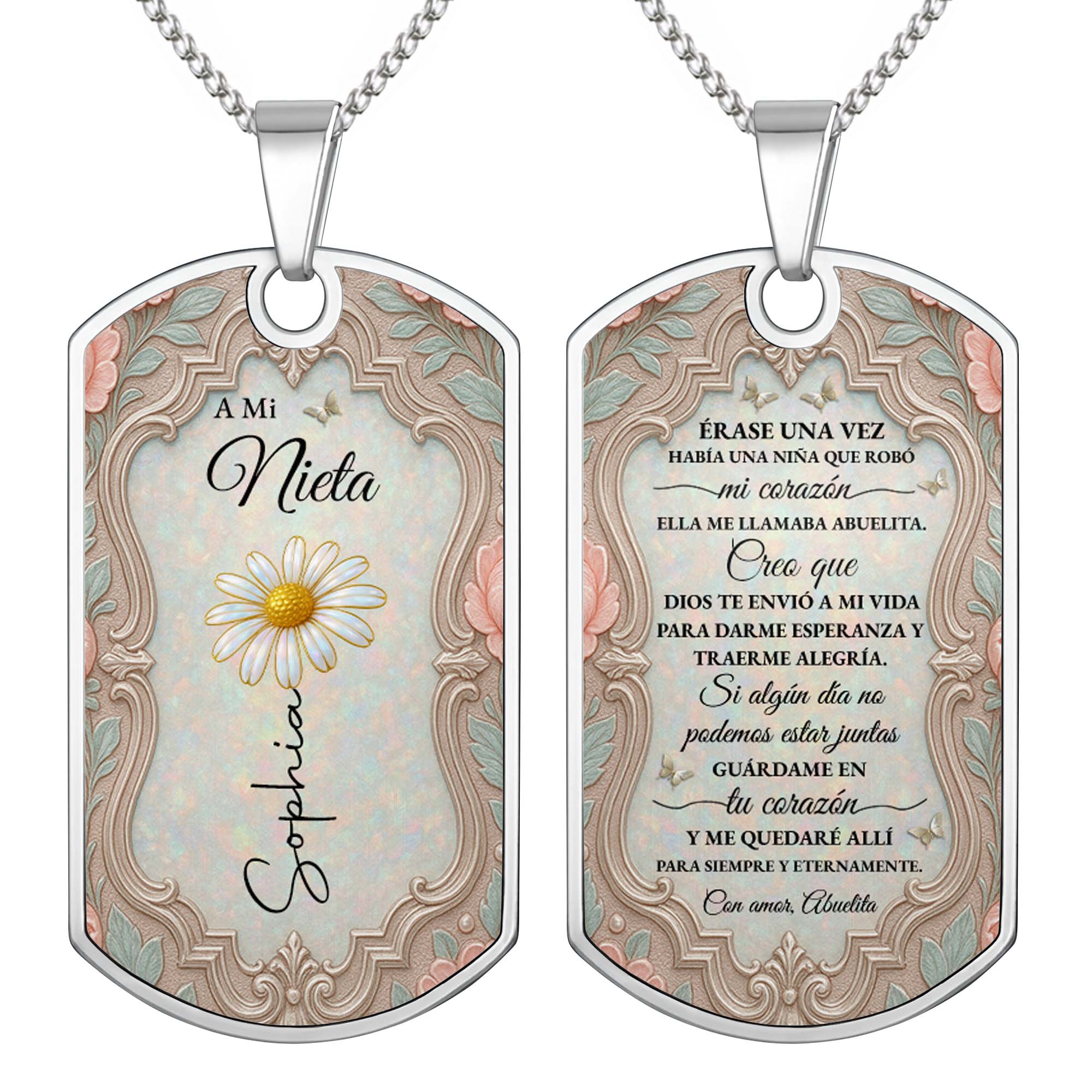 Personalized Dog Tag Necklace Custom Name for Granddaughter