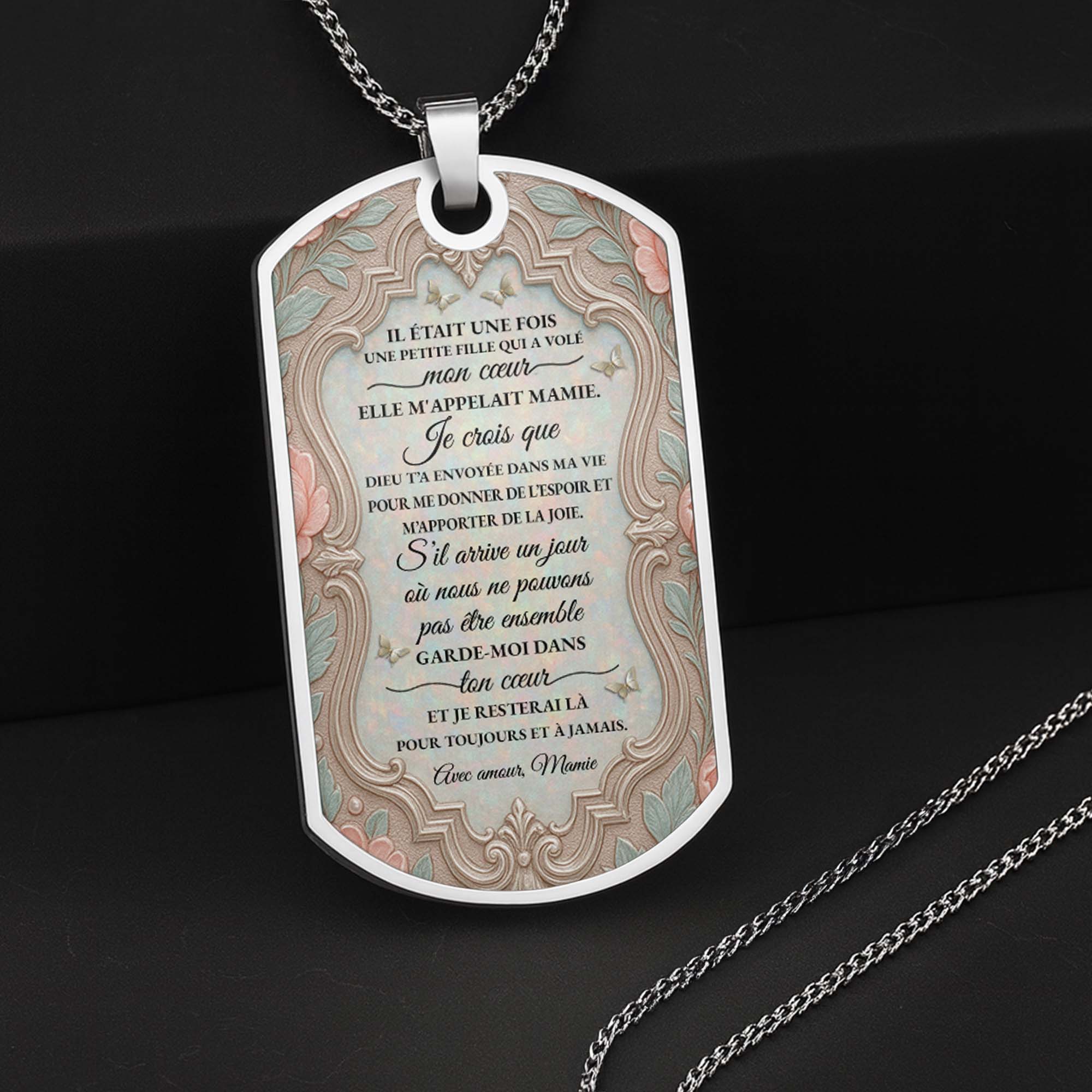 Personalized Dog Tag Necklace Custom Name for Granddaughter