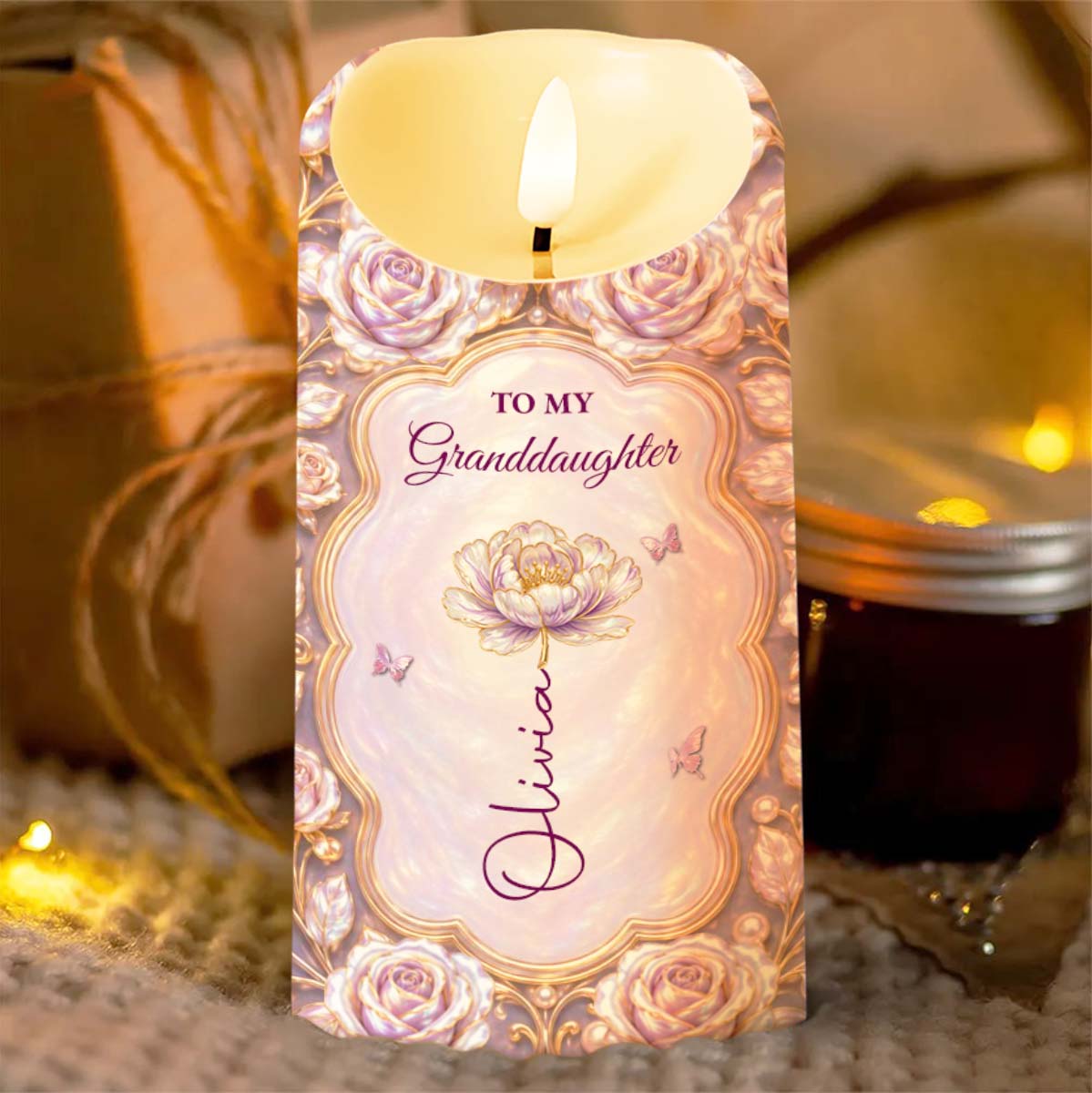 Personalized LED Candle Custom Name Gift for Granddaughter