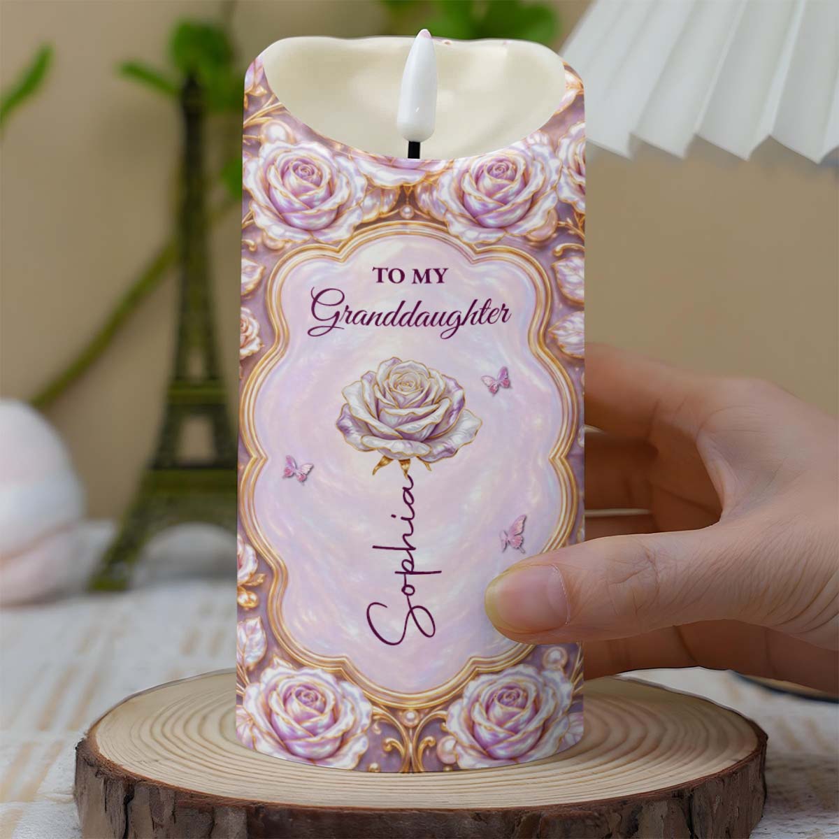 Personalized LED Candle Custom Name Gift for Granddaughter