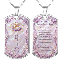 Load image into Gallery viewer, Personalized Birth Month Flower Dog Tag Necklace Custom Name for Daughter
