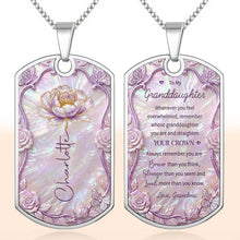 Load image into Gallery viewer, Personalized Birth Month Flower Dog Tag Necklace Custom Name for Daughter
