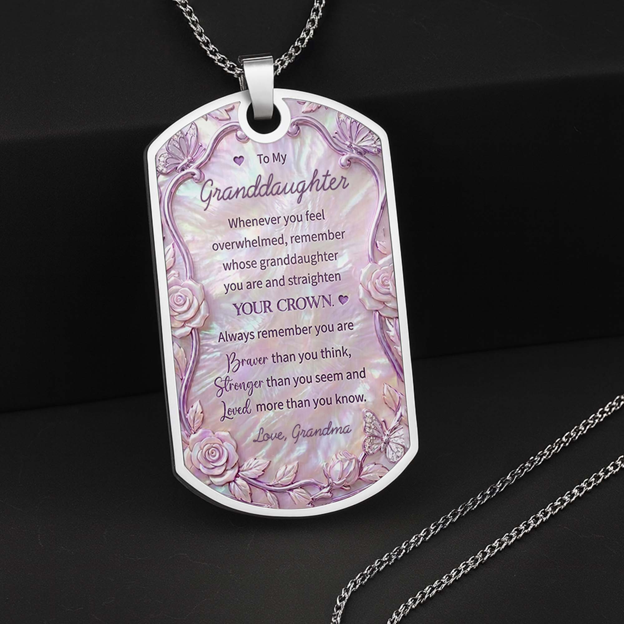 Personalized Birth Month Flower Dog Tag Necklace Custom Name for Daughter