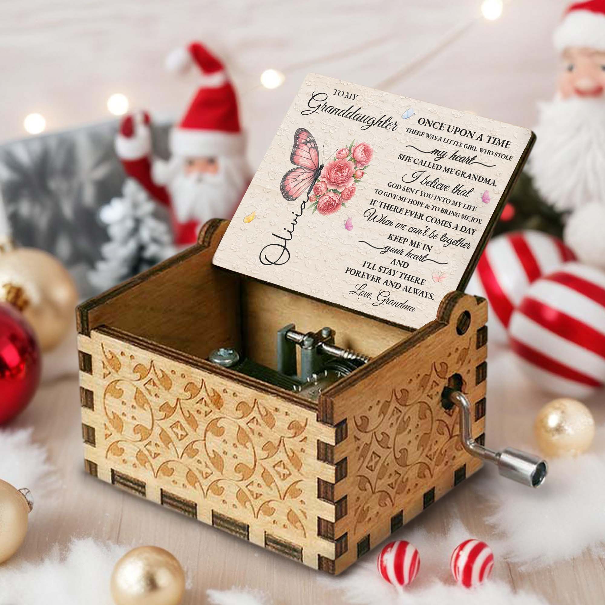 Personalized Wooden Music Box Custom Gift for Granddaughter