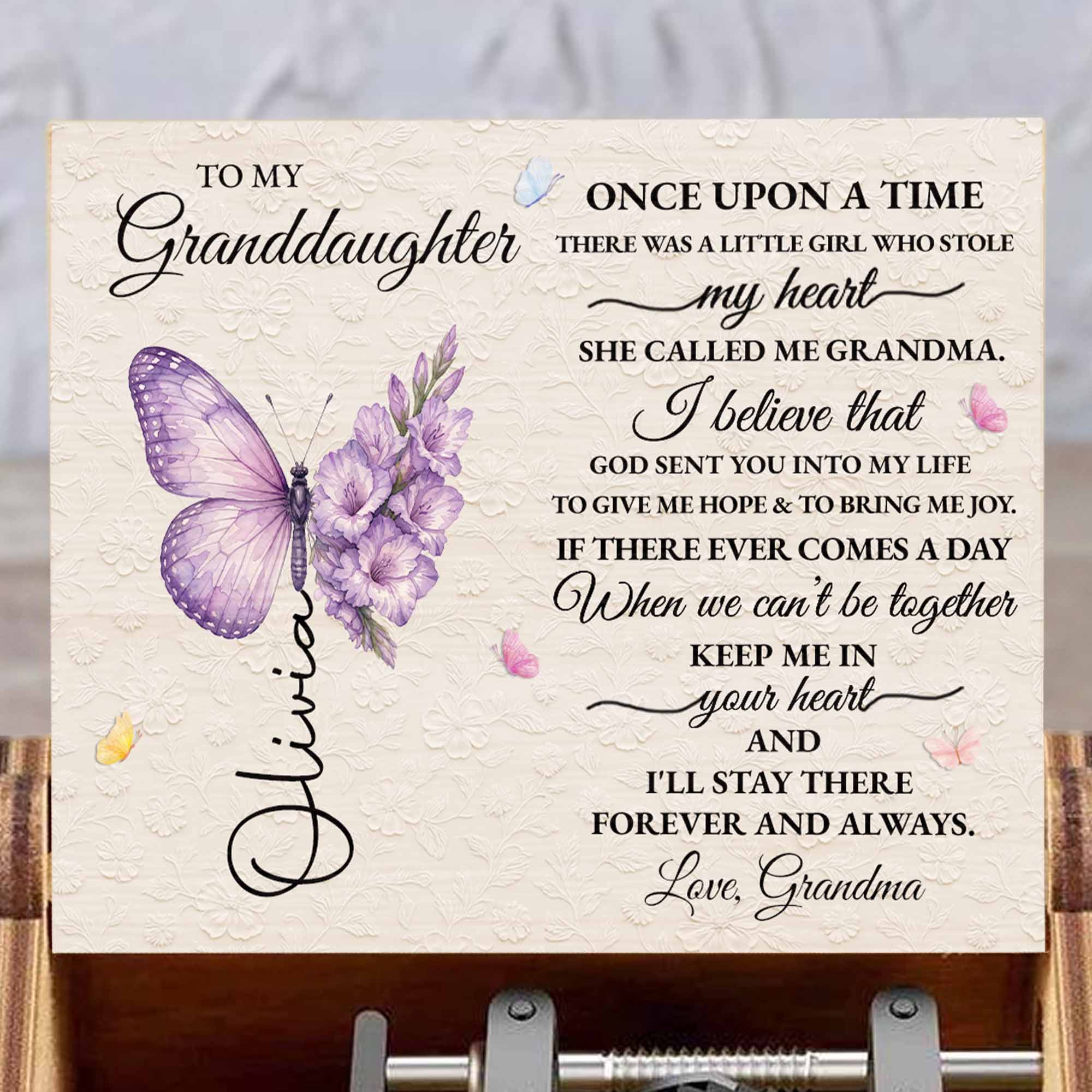 Personalized Wooden Music Box Custom Gift for Granddaughter