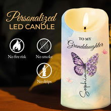 Load image into Gallery viewer, Personalized LED Candle with Butterfly for Granddaughter Gift
