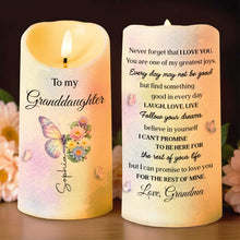 Load image into Gallery viewer, Personalized LED Candle for Granddaughter Custom Gift with Flowers
