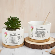 Load image into Gallery viewer, Personalized Ceramic Plant Pot Custom Message for Granddaughter
