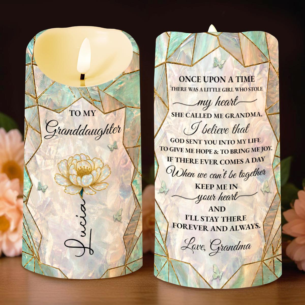 Personalized Custom LED Candle for Granddaughter Gift