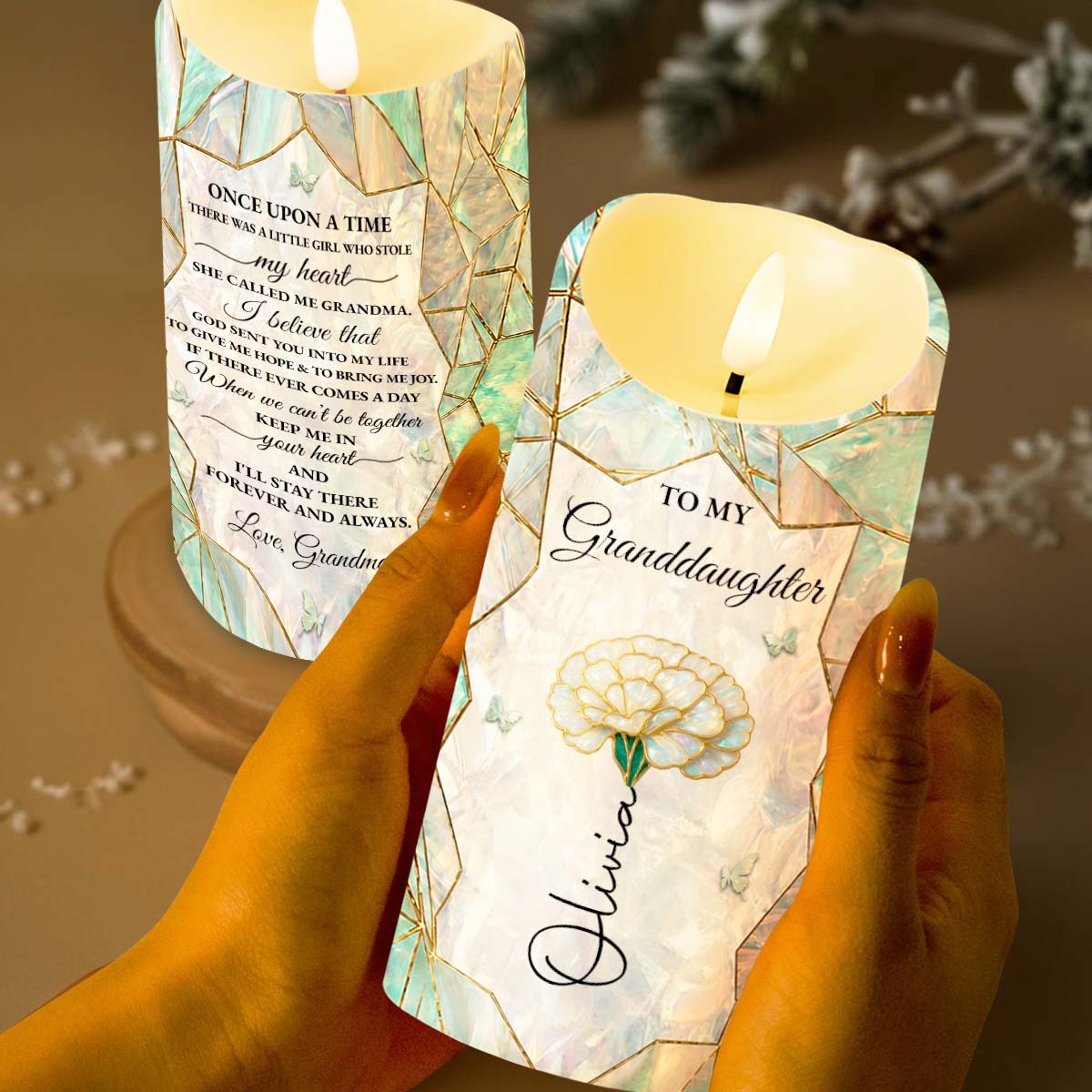 Personalized Custom LED Candle for Granddaughter Gift