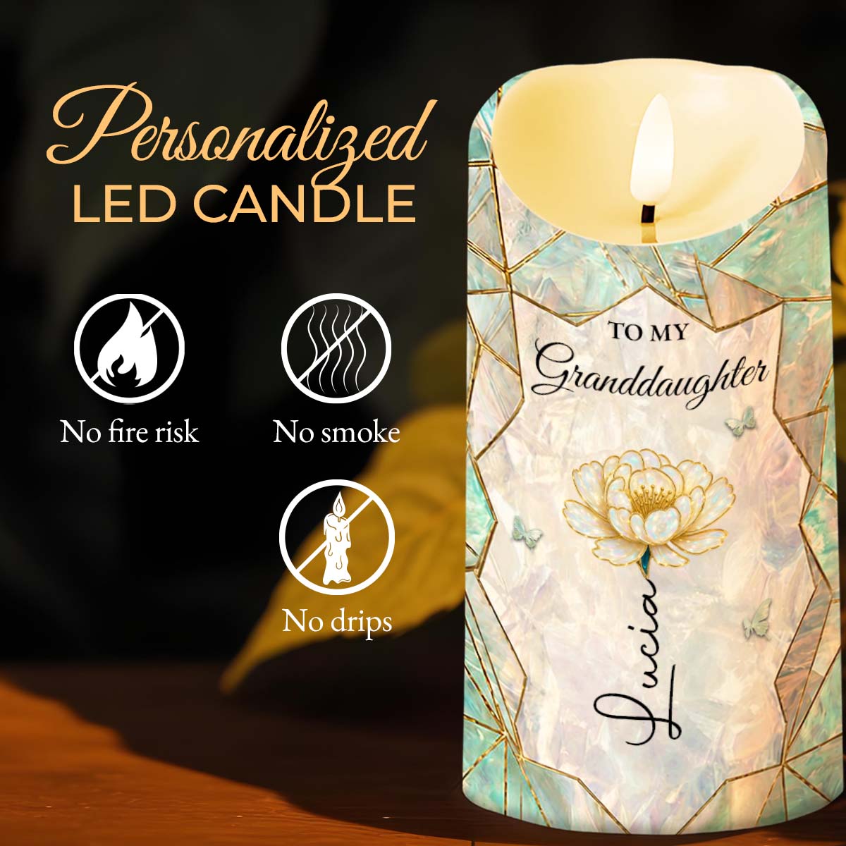 Personalized Custom LED Candle for Granddaughter Gift