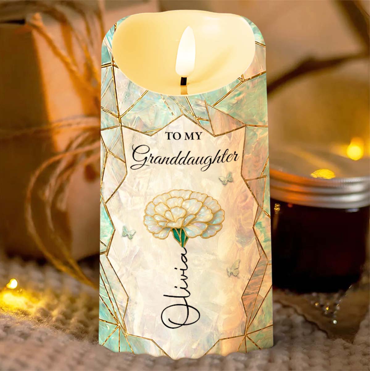 Personalized Custom LED Candle for Granddaughter Gift
