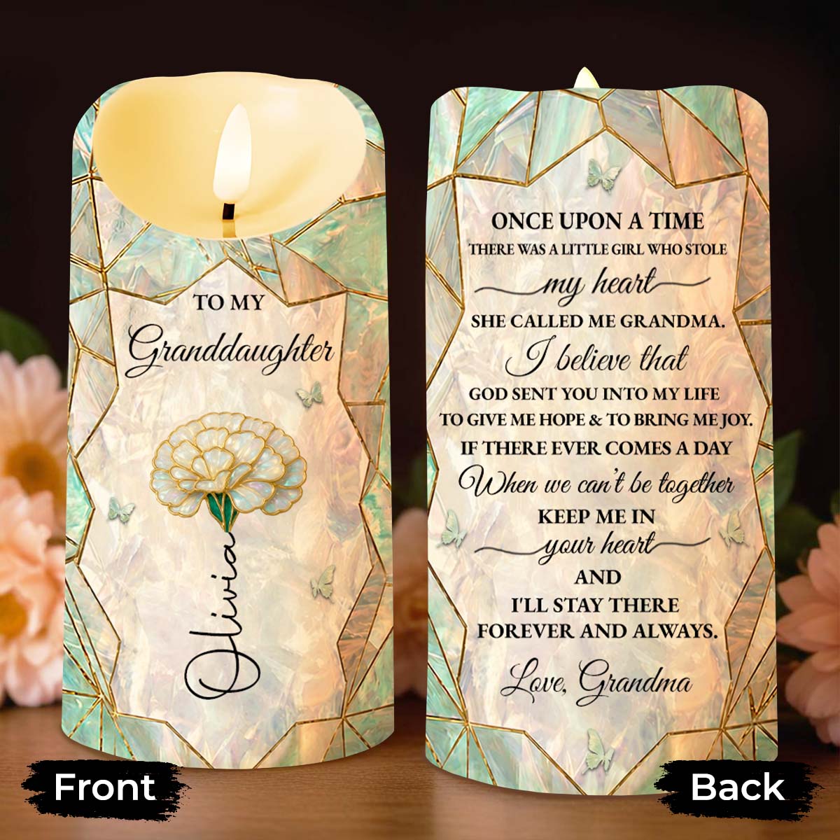Personalized Custom LED Candle for Granddaughter Gift