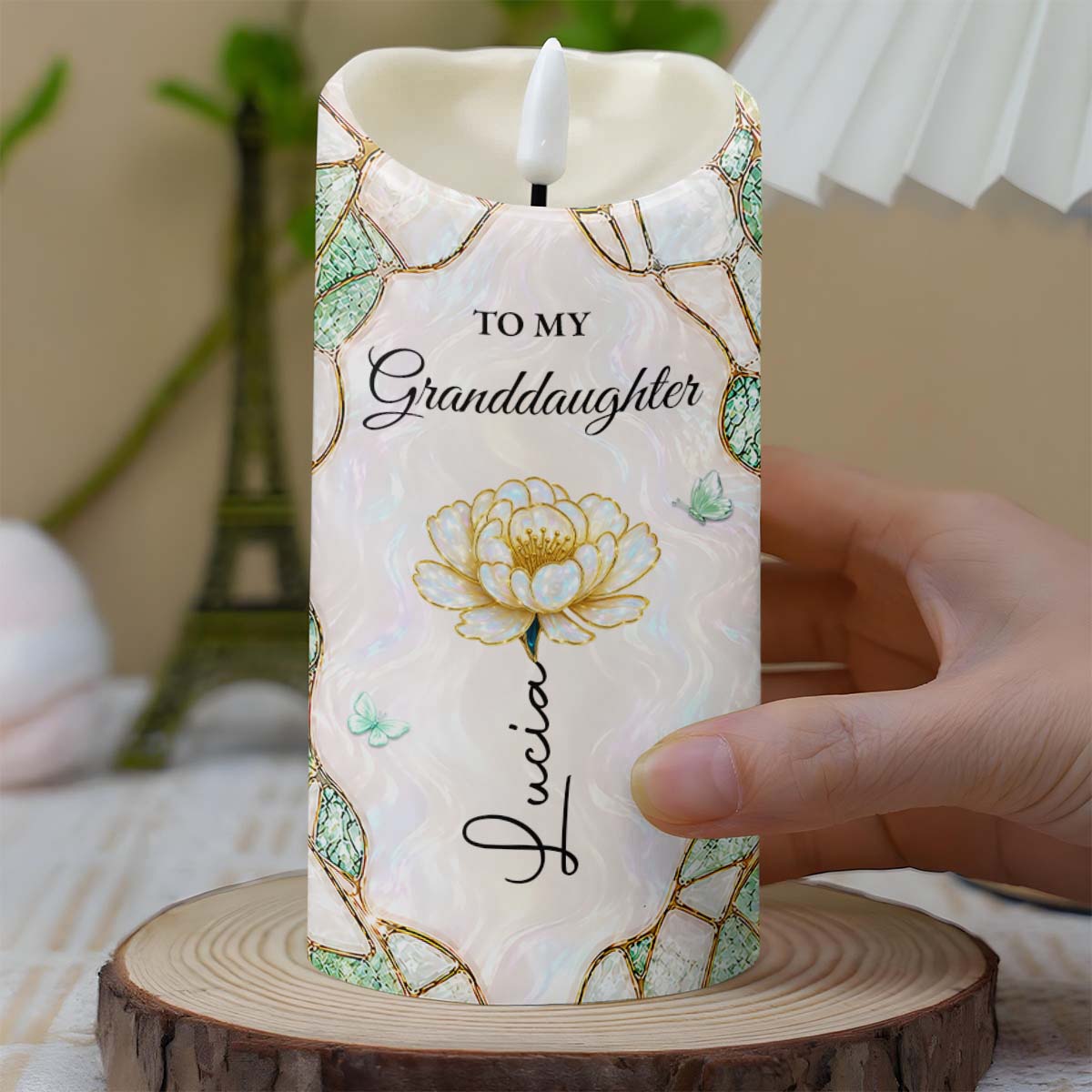 Personalized LED Candle Custom Name Gift for Granddaughter