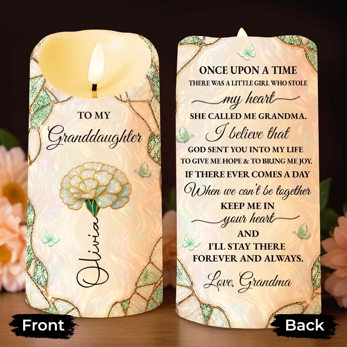 Personalized LED Candle Custom Name Gift for Granddaughter