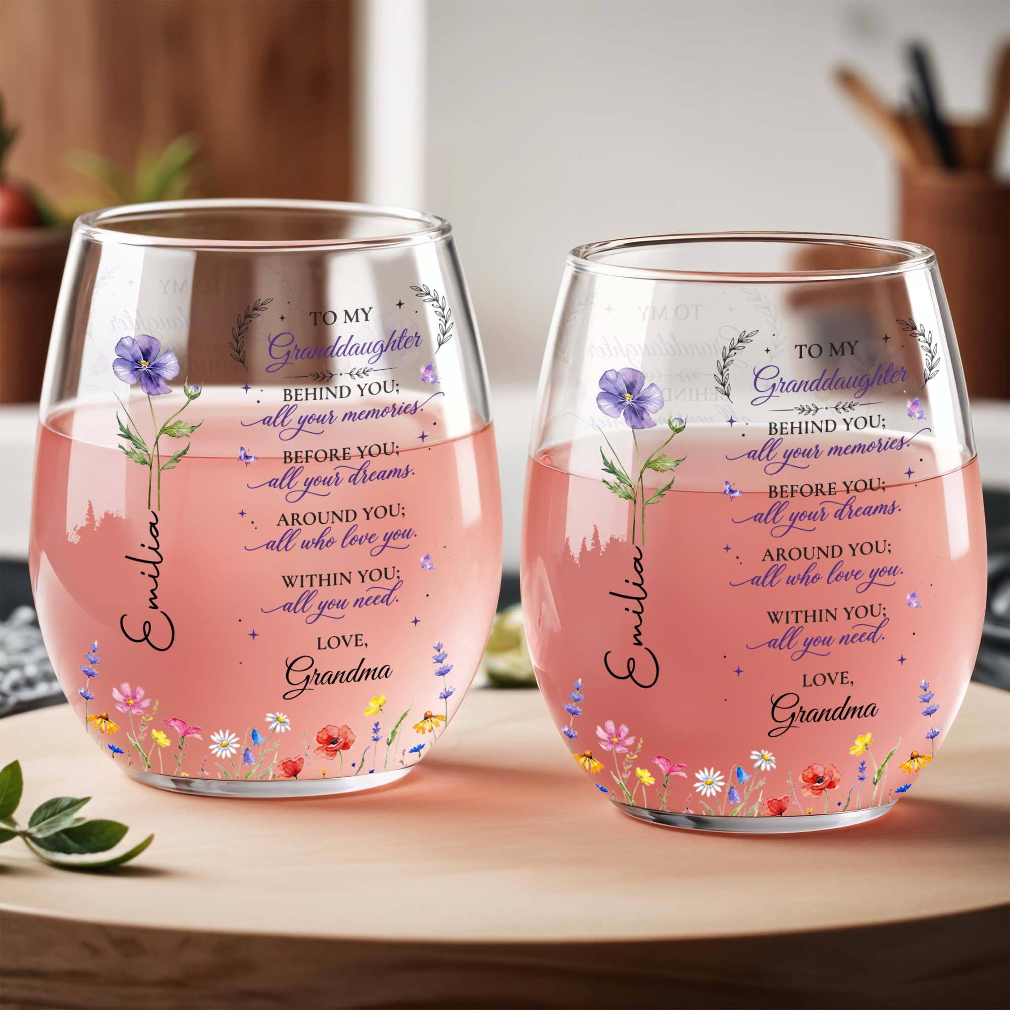 Personalized Stemless Wine Glass Custom Name Gift for Grandma