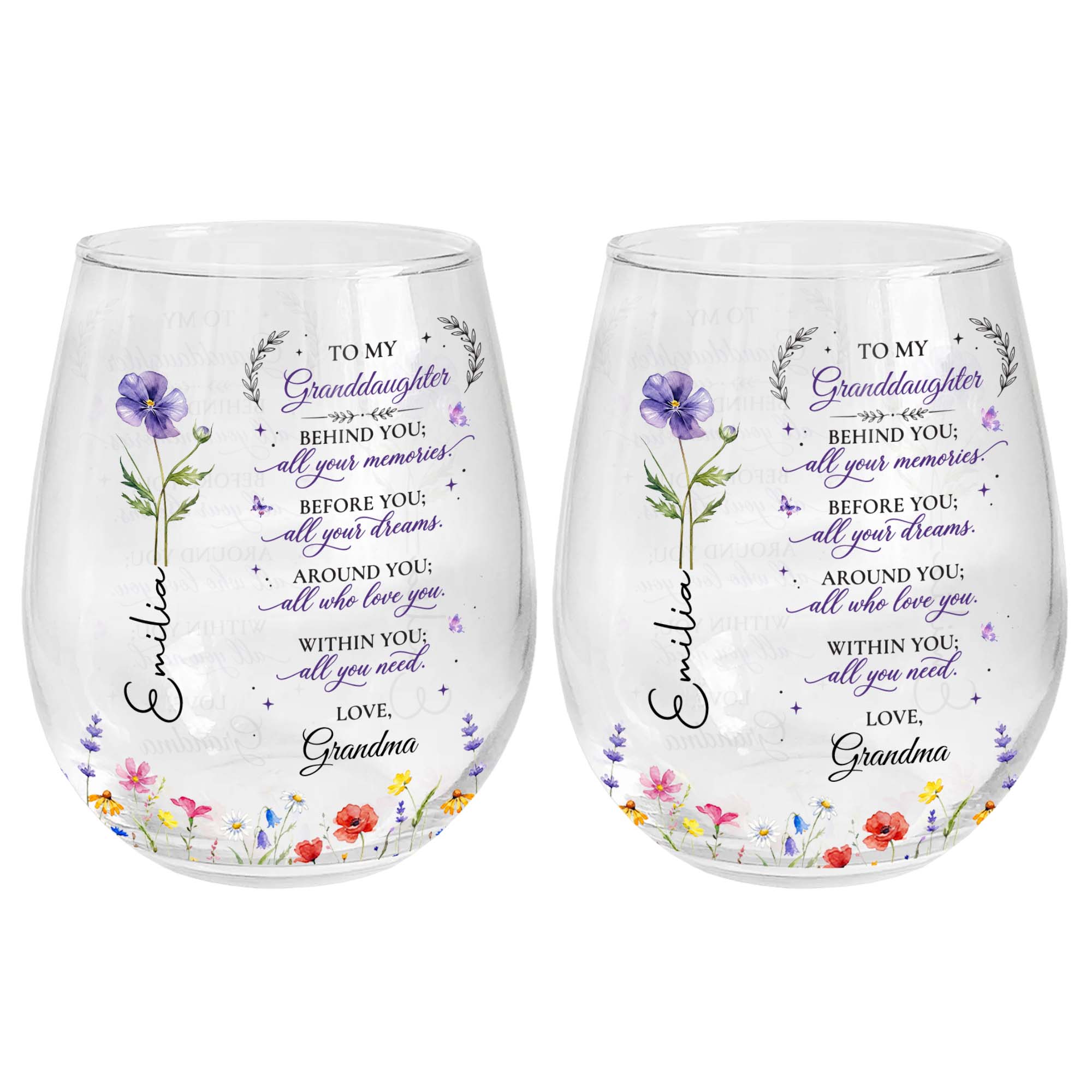 Personalized Stemless Wine Glass Custom Name Gift for Grandma