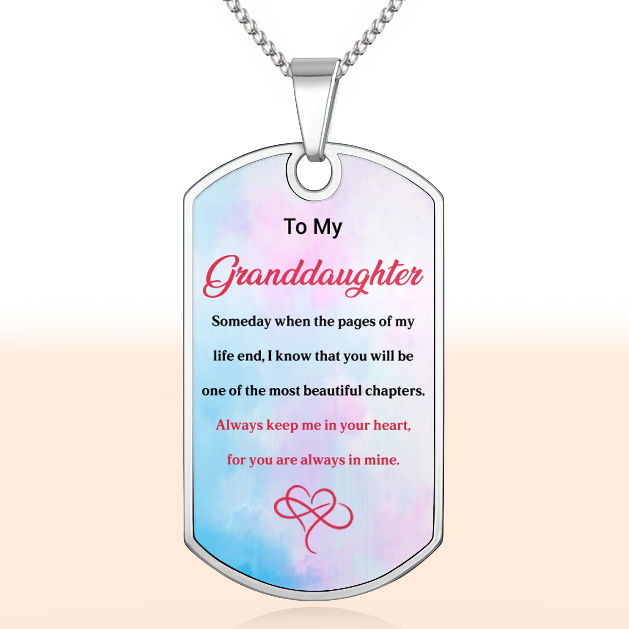 Personalized Dog Tag Necklace Custom Gift for Granddaughter