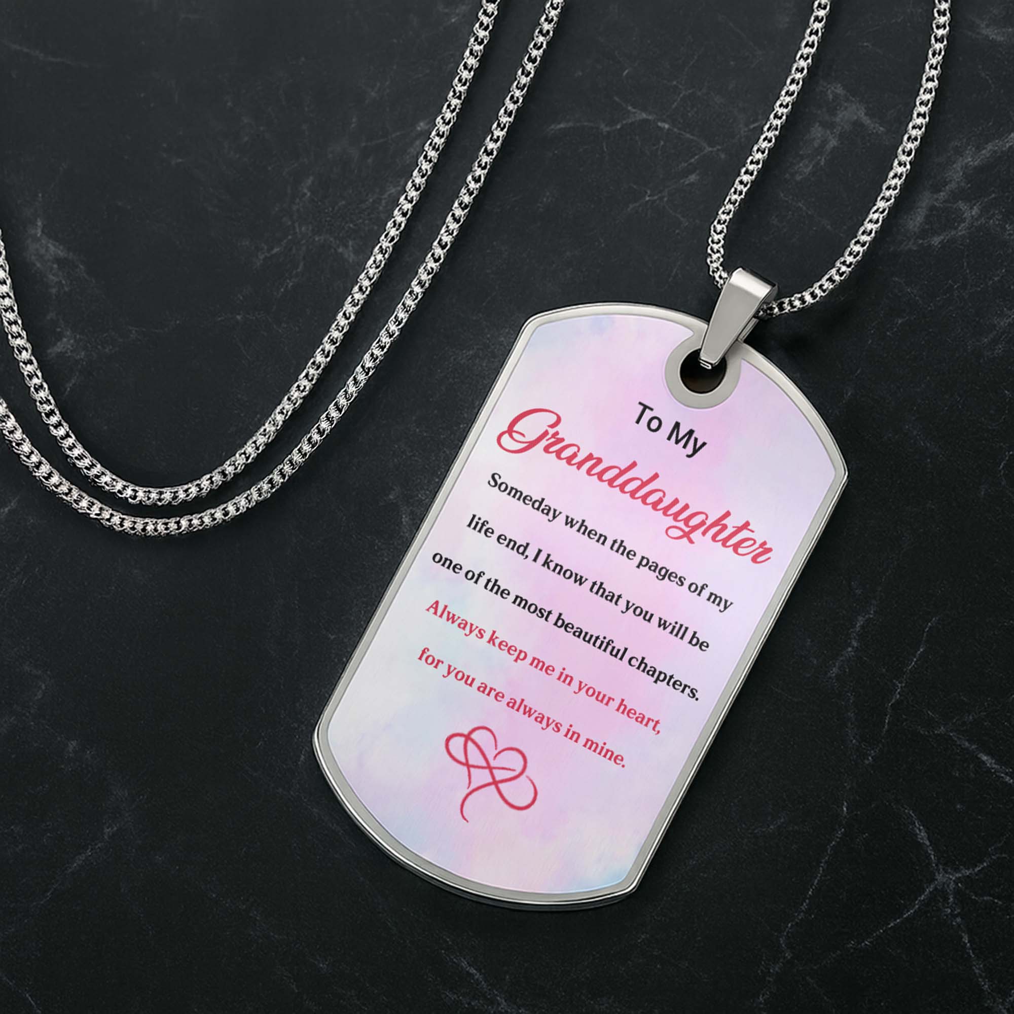 Personalized Dog Tag Necklace Custom Gift for Granddaughter