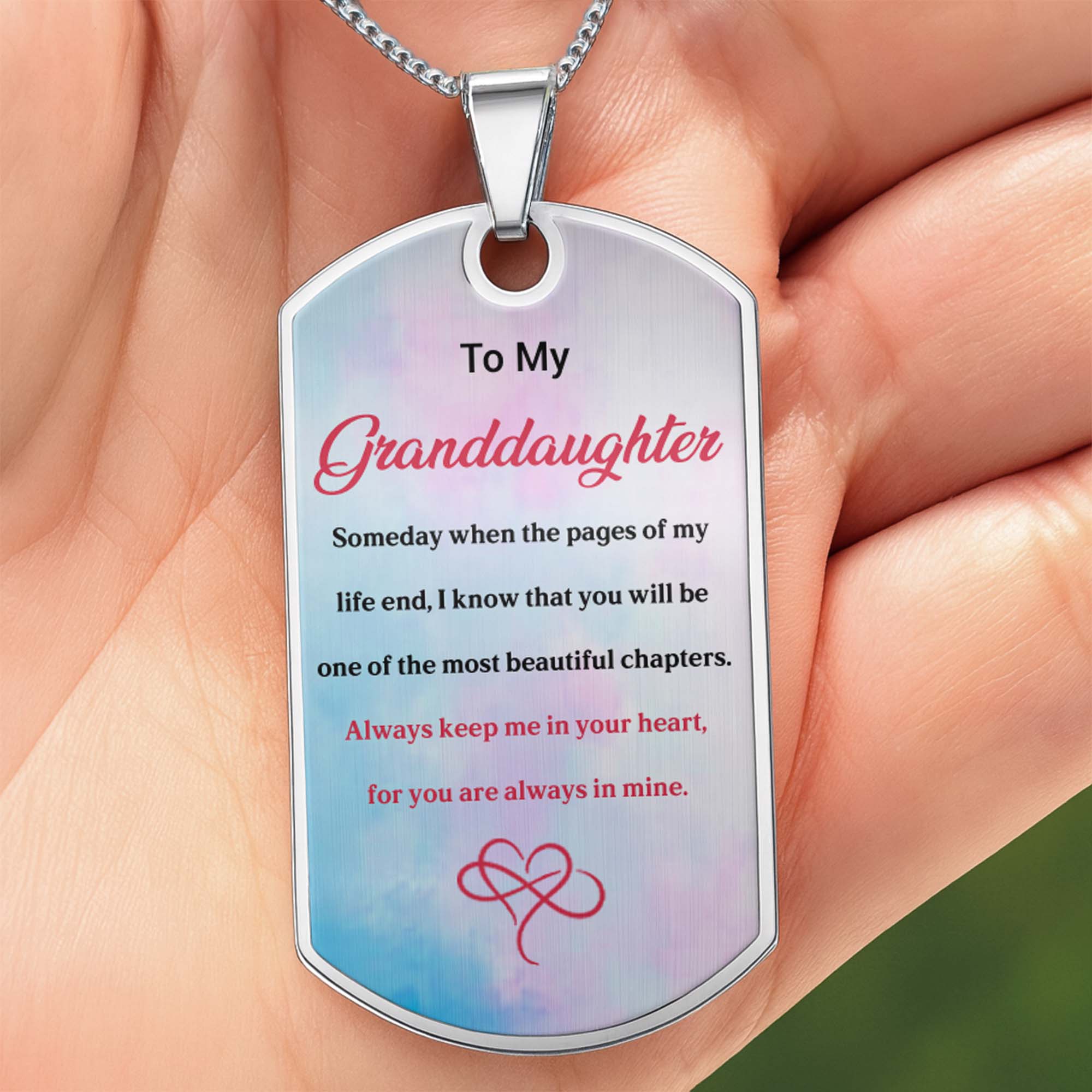 Personalized Dog Tag Necklace Custom Gift for Granddaughter