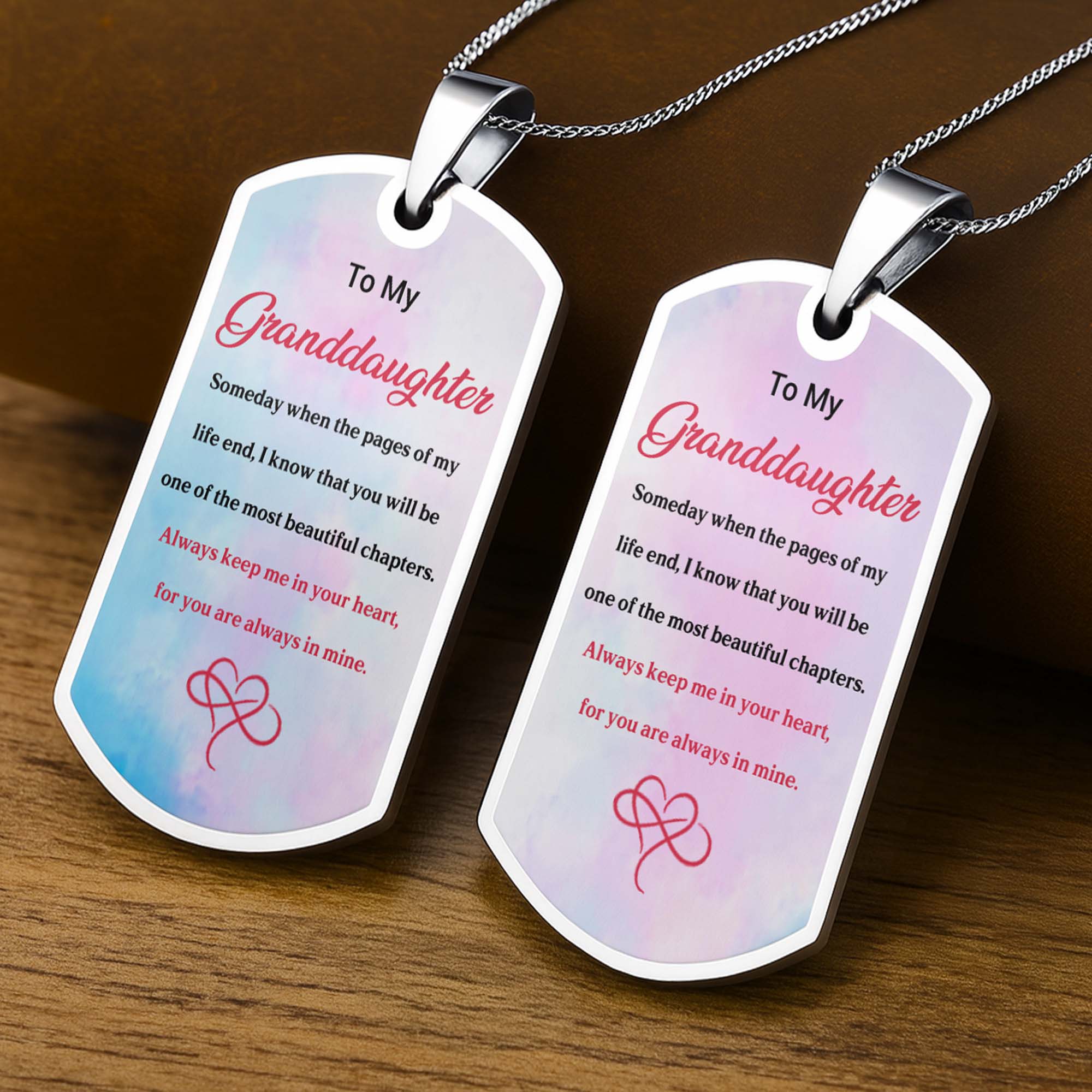 Personalized Dog Tag Necklace Custom Gift for Granddaughter