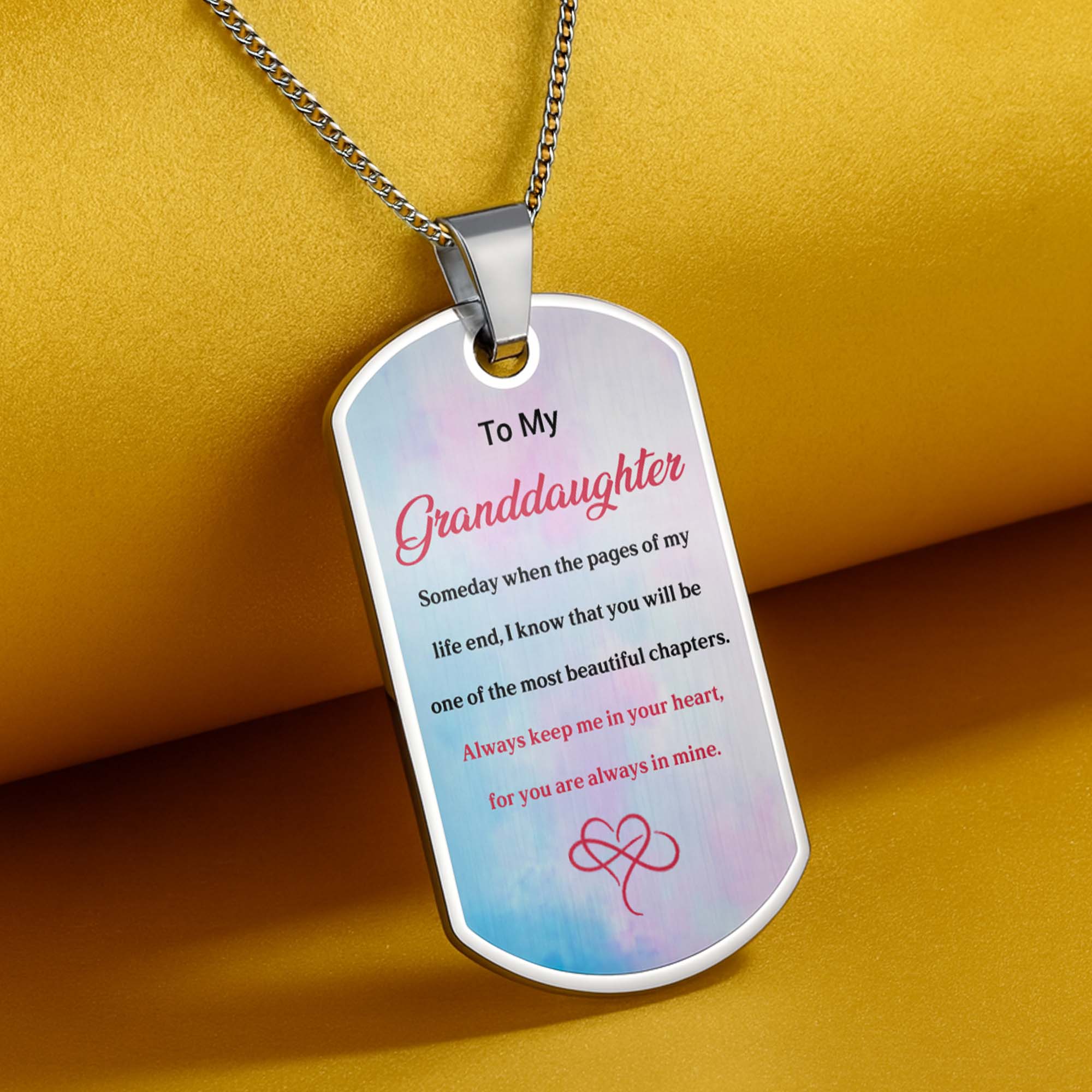 Personalized Dog Tag Necklace Custom Gift for Granddaughter