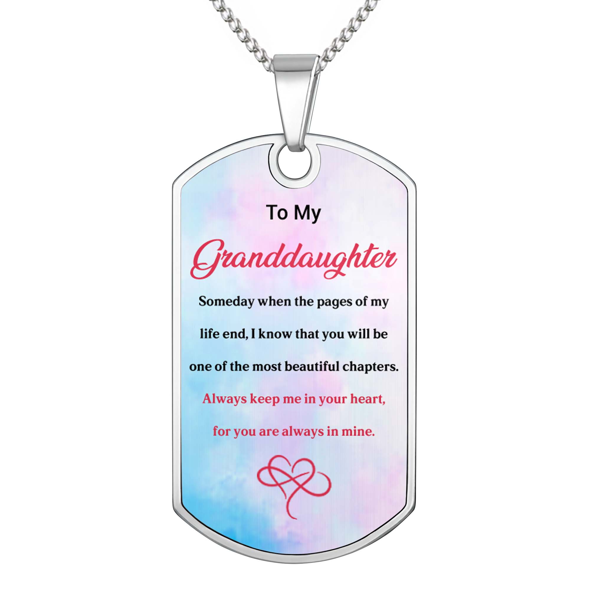 Personalized Dog Tag Necklace Custom Gift for Granddaughter