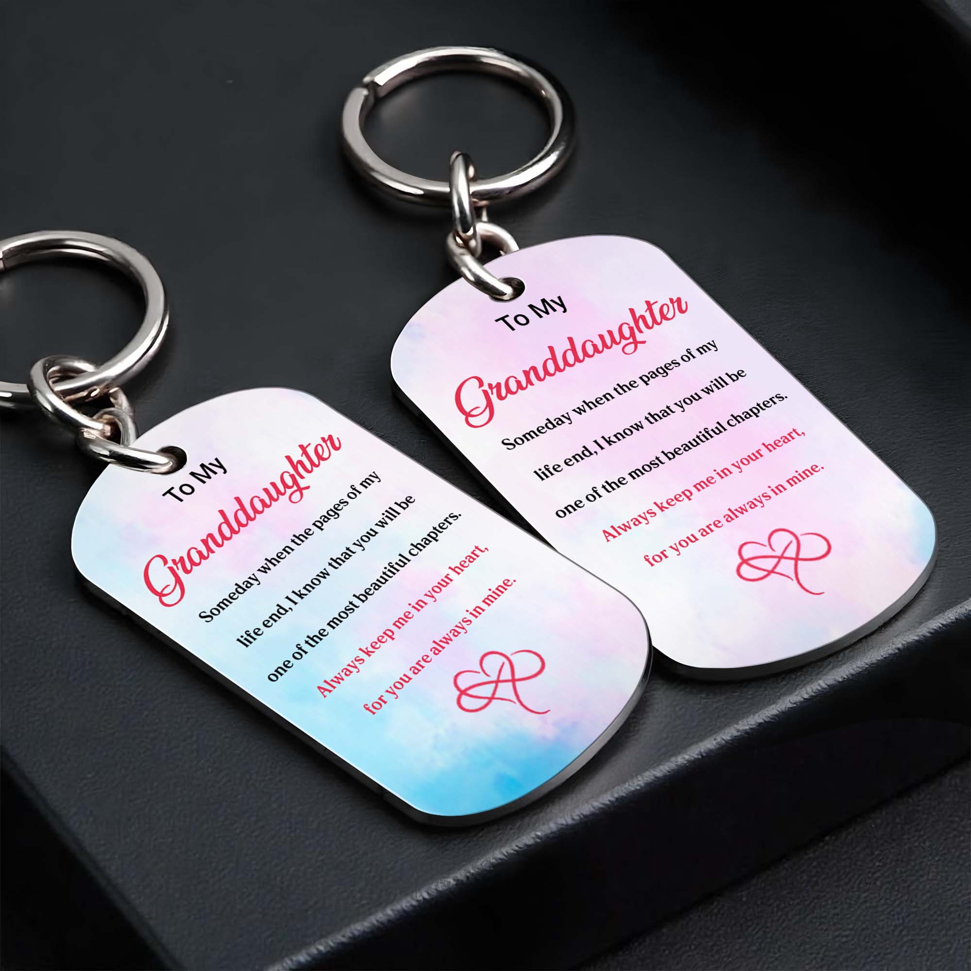 Personalized Stainless Steel Keychain for Granddaughter Gift