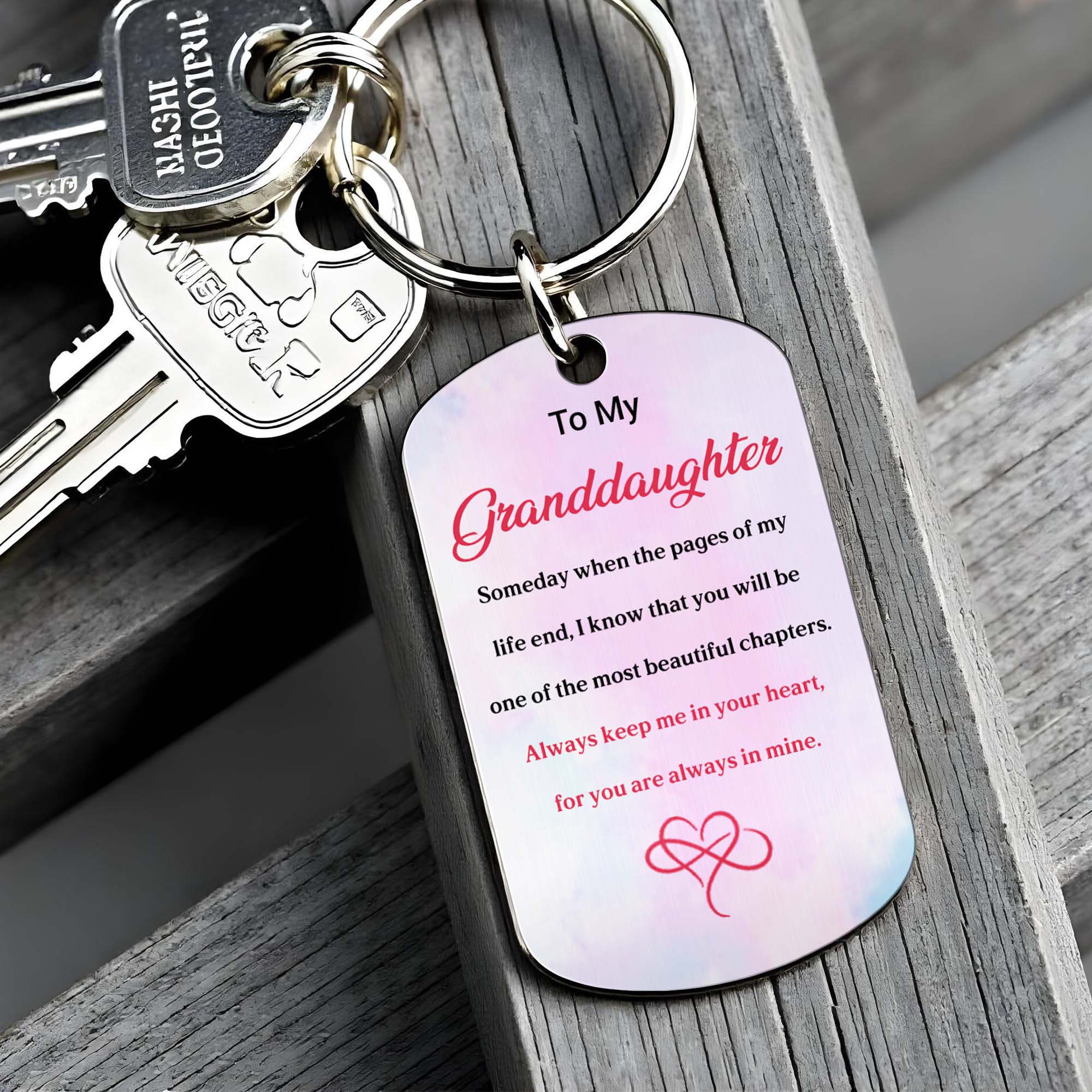 Personalized Stainless Steel Keychain for Granddaughter Gift