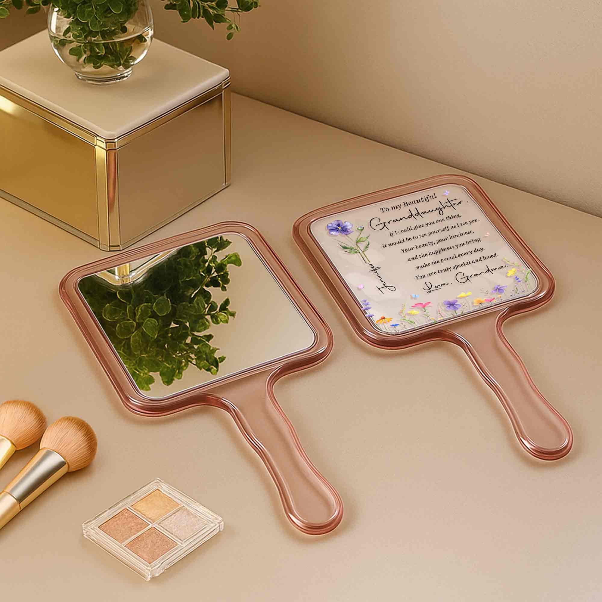 Personalized Handheld Mirror Custom Gift for Granddaughter