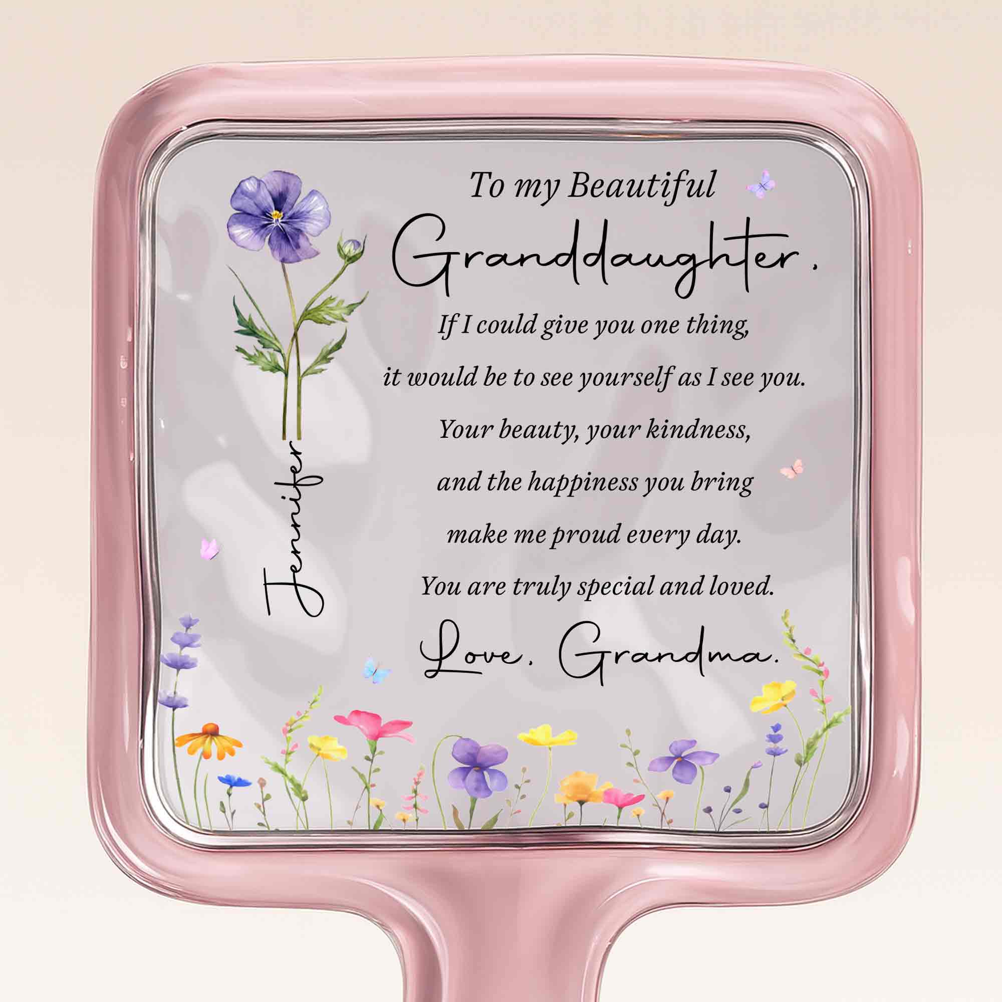 Personalized Handheld Mirror Custom Gift for Granddaughter