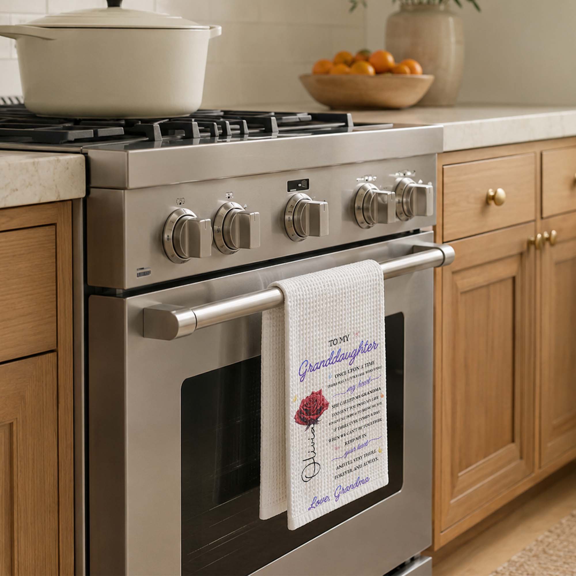 Personalized Kitchen Towel Custom Message for Granddaughter
