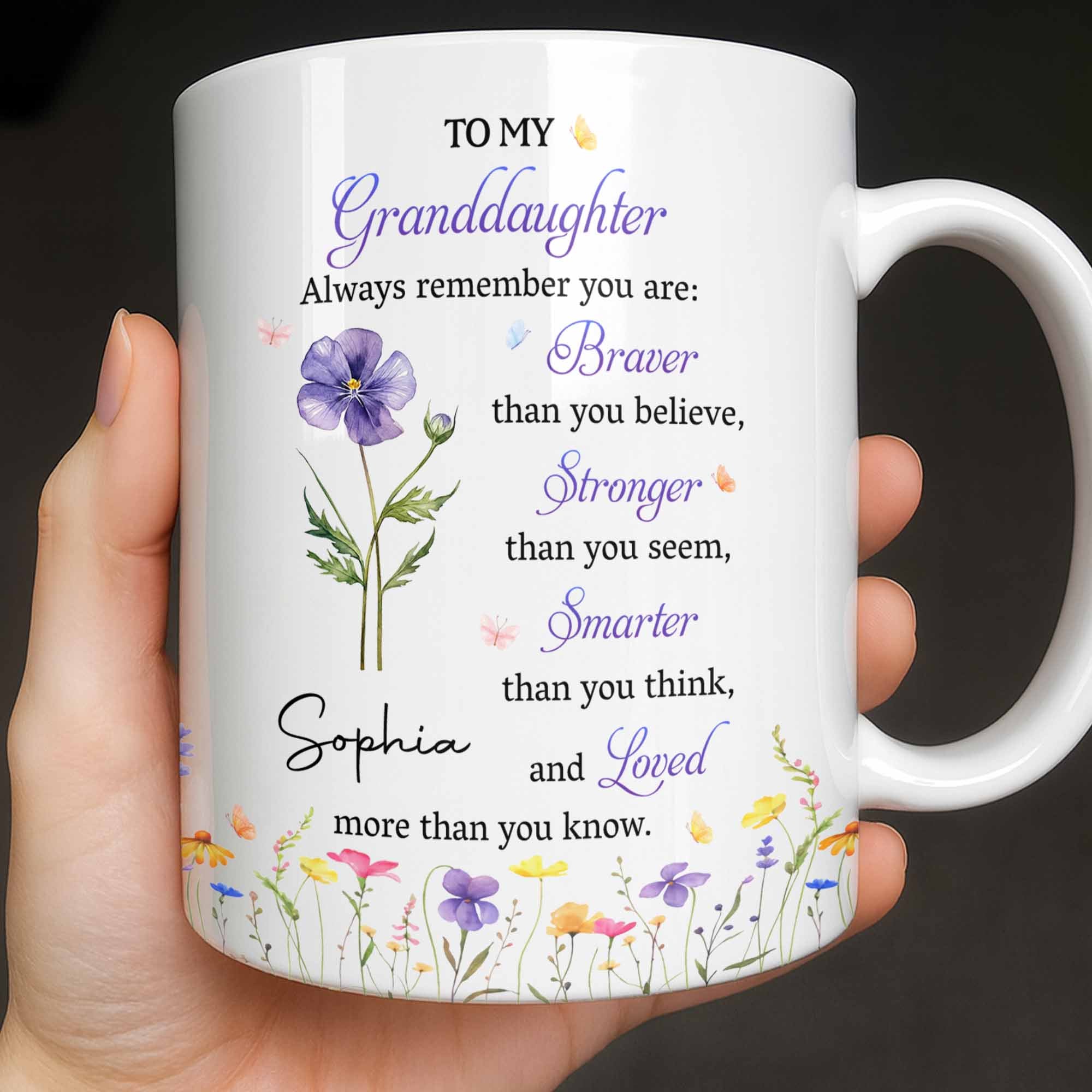 Personalized Coffee Mug for Granddaughter Custom Message Gift