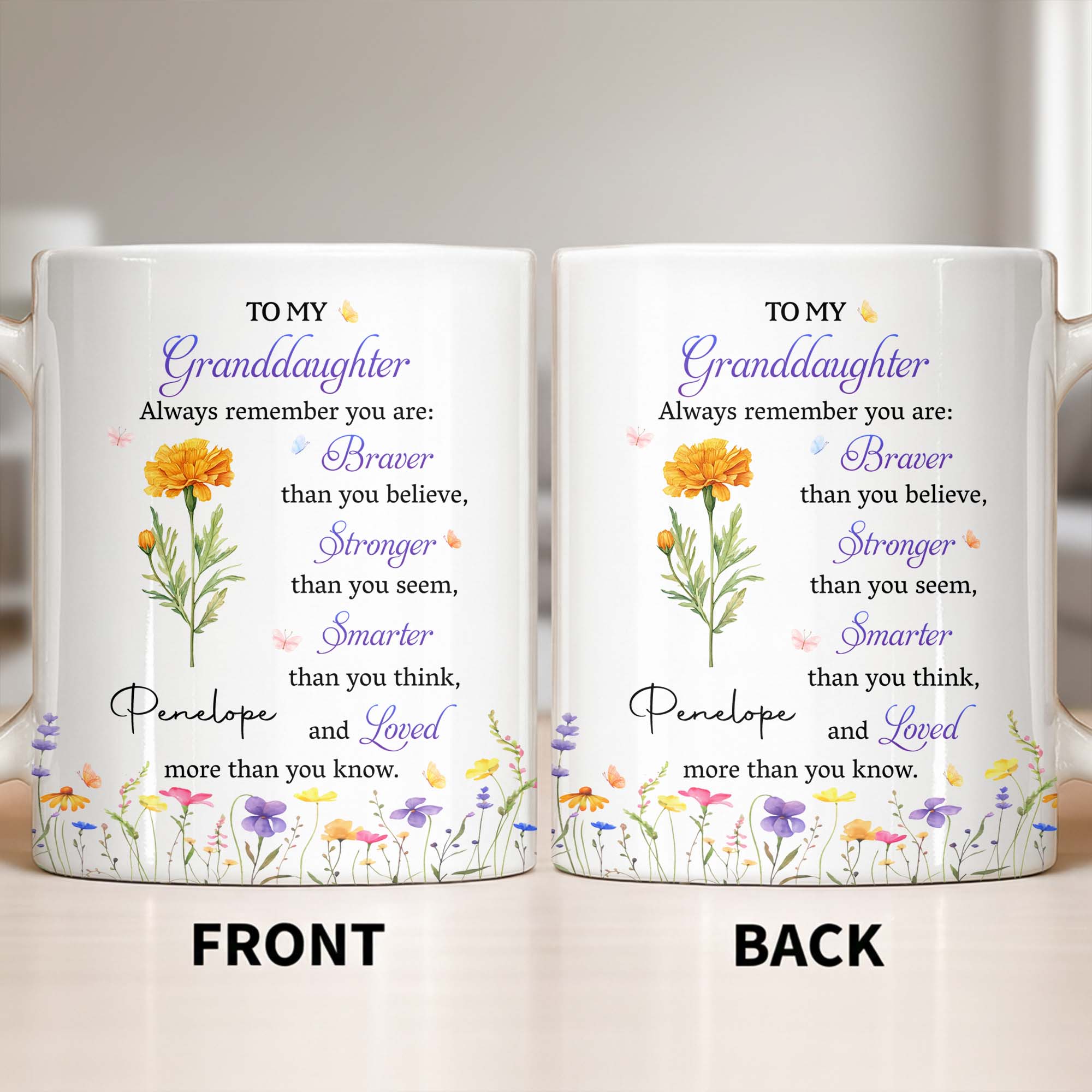 Personalized Coffee Mug for Granddaughter Custom Message Gift