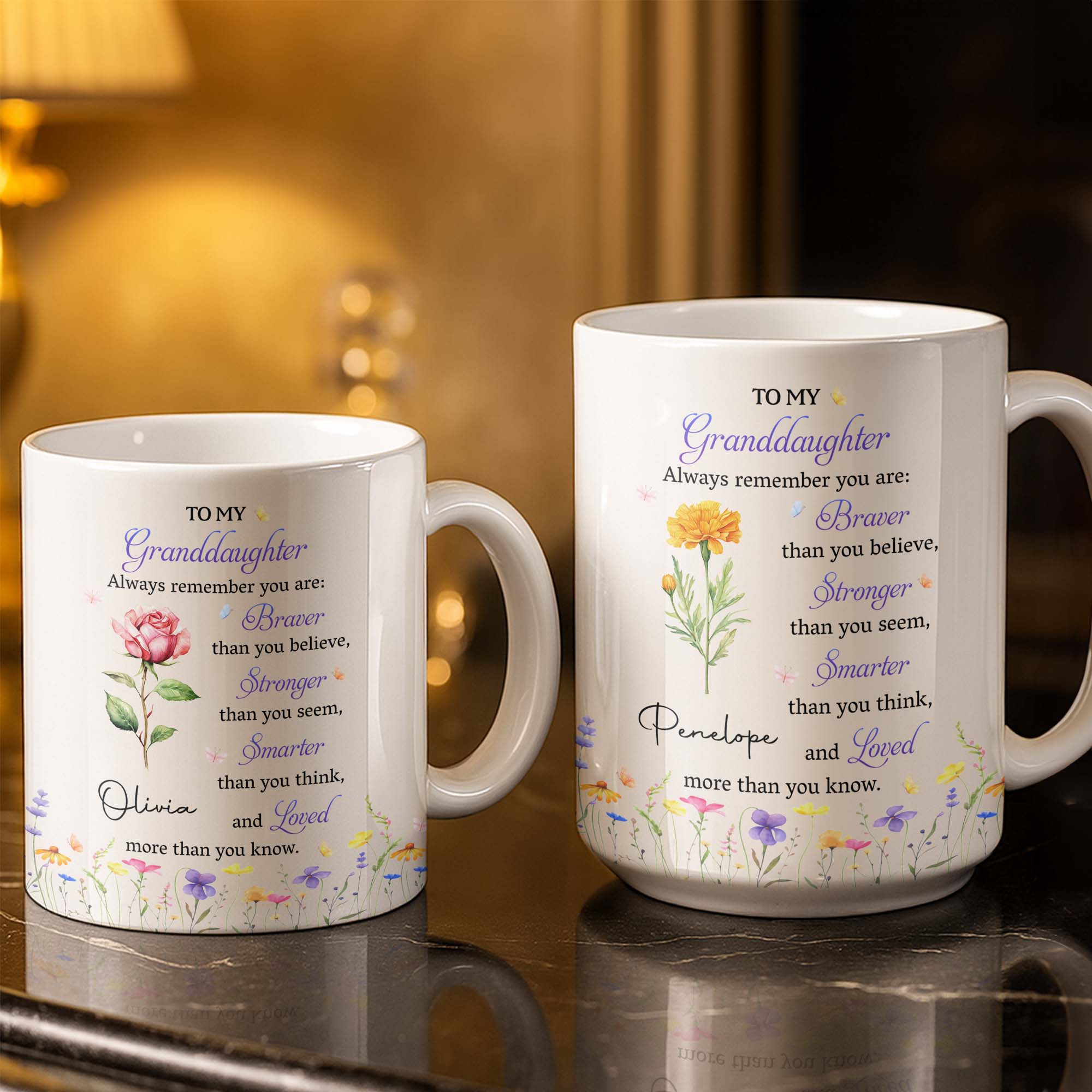 Personalized Coffee Mug for Granddaughter Custom Message Gift