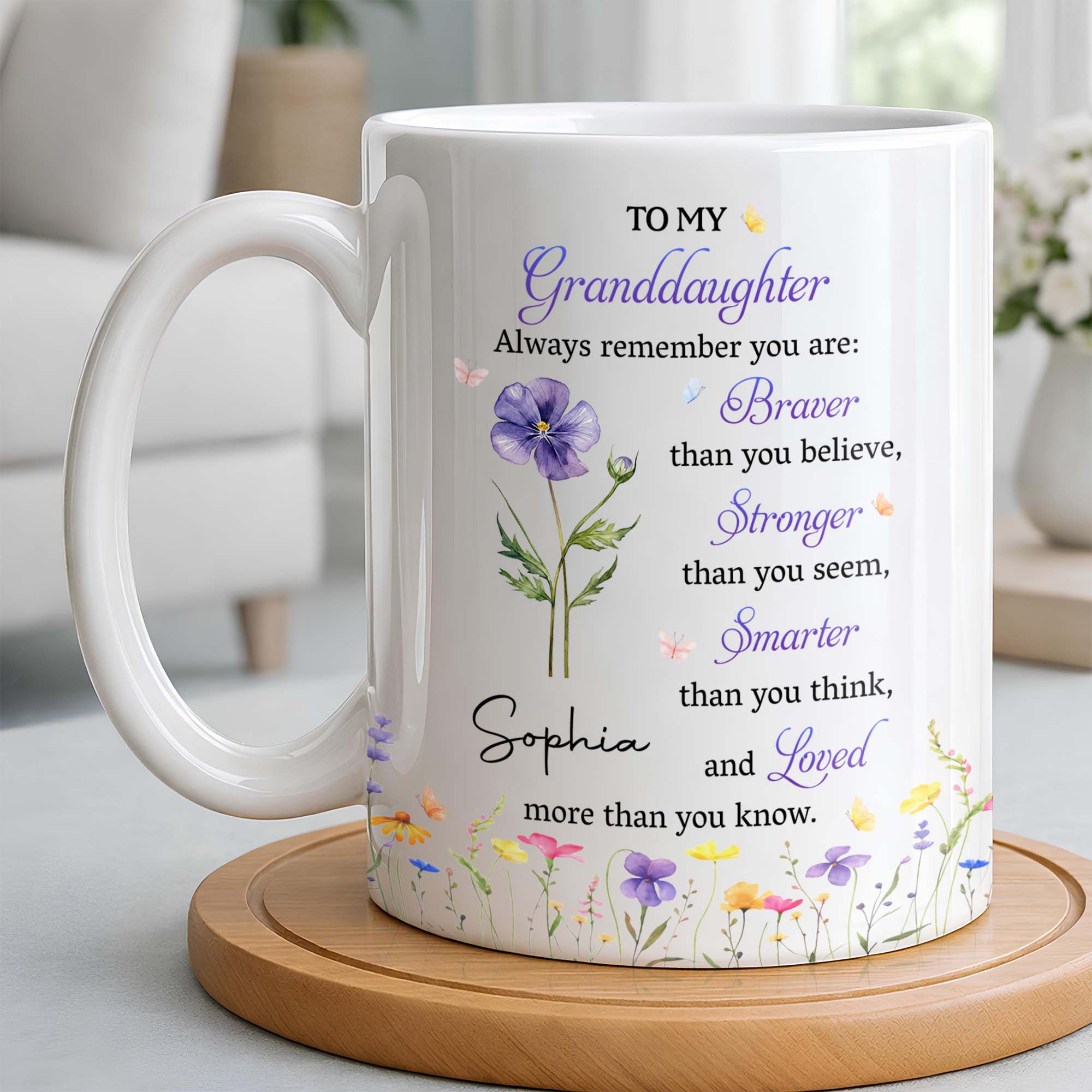 Personalized Coffee Mug for Granddaughter Custom Message Gift