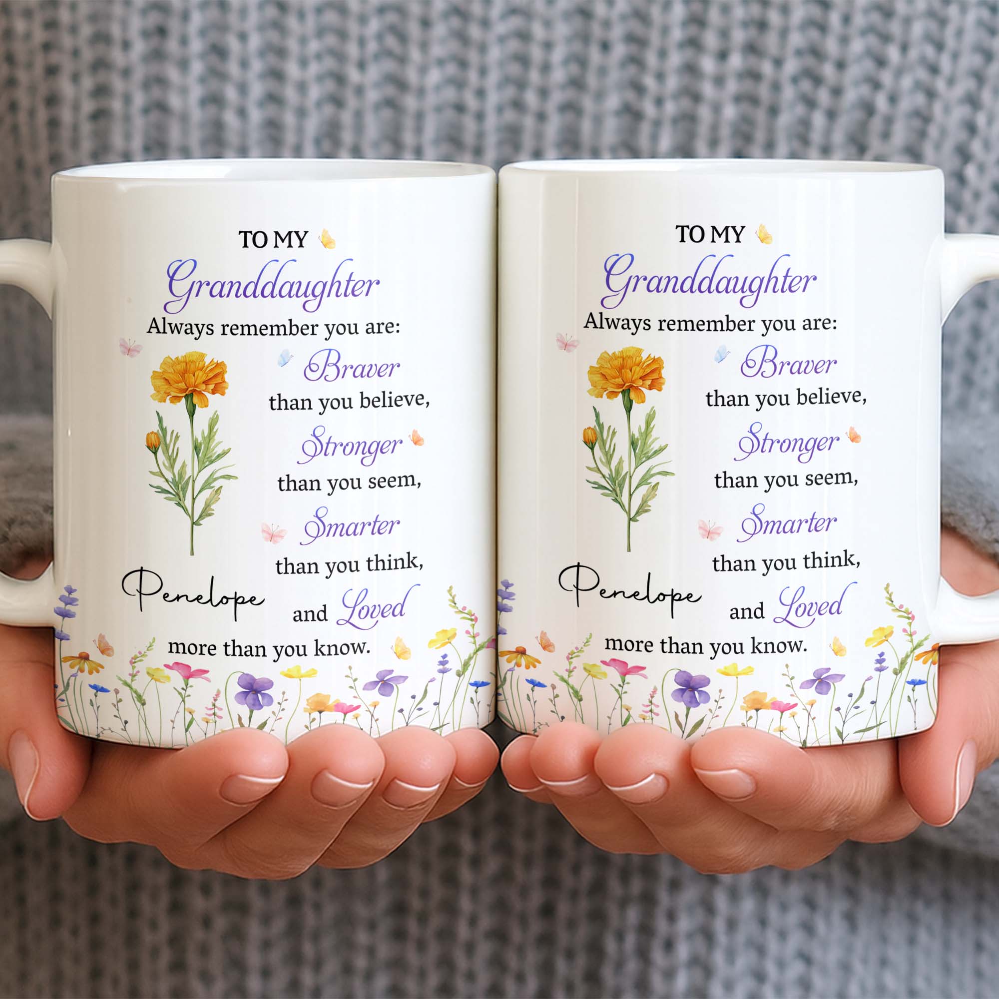 Personalized Coffee Mug for Granddaughter Custom Message Gift