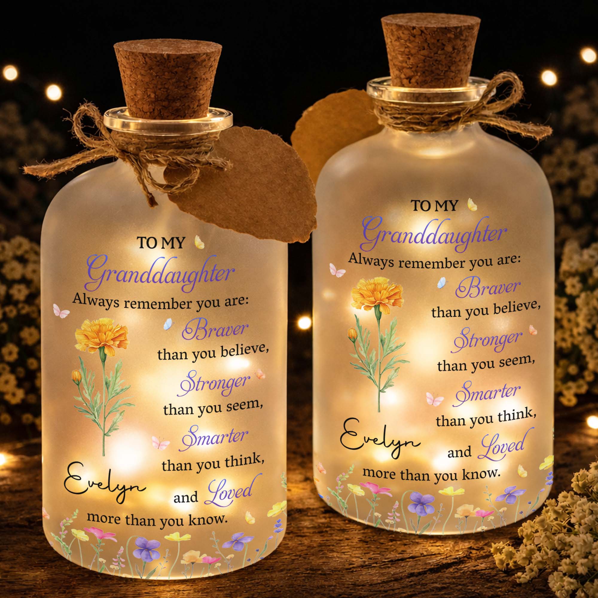 Personalized Short Bottle Light Custom Name Gift for Granddaughter