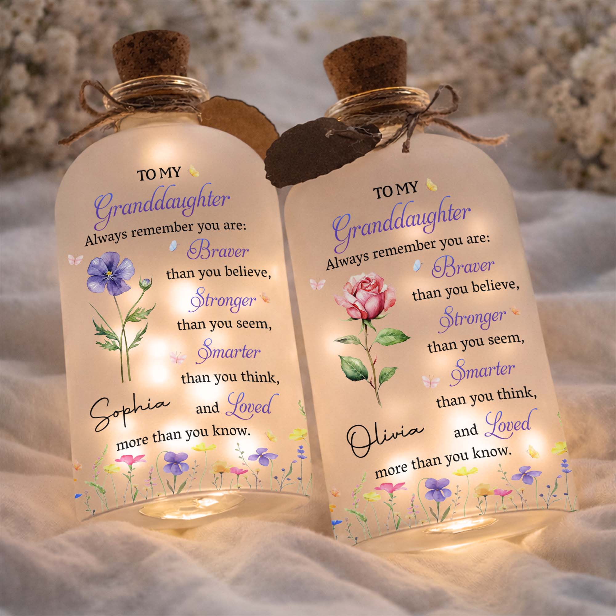 Personalized Short Bottle Light Custom Name Gift for Granddaughter