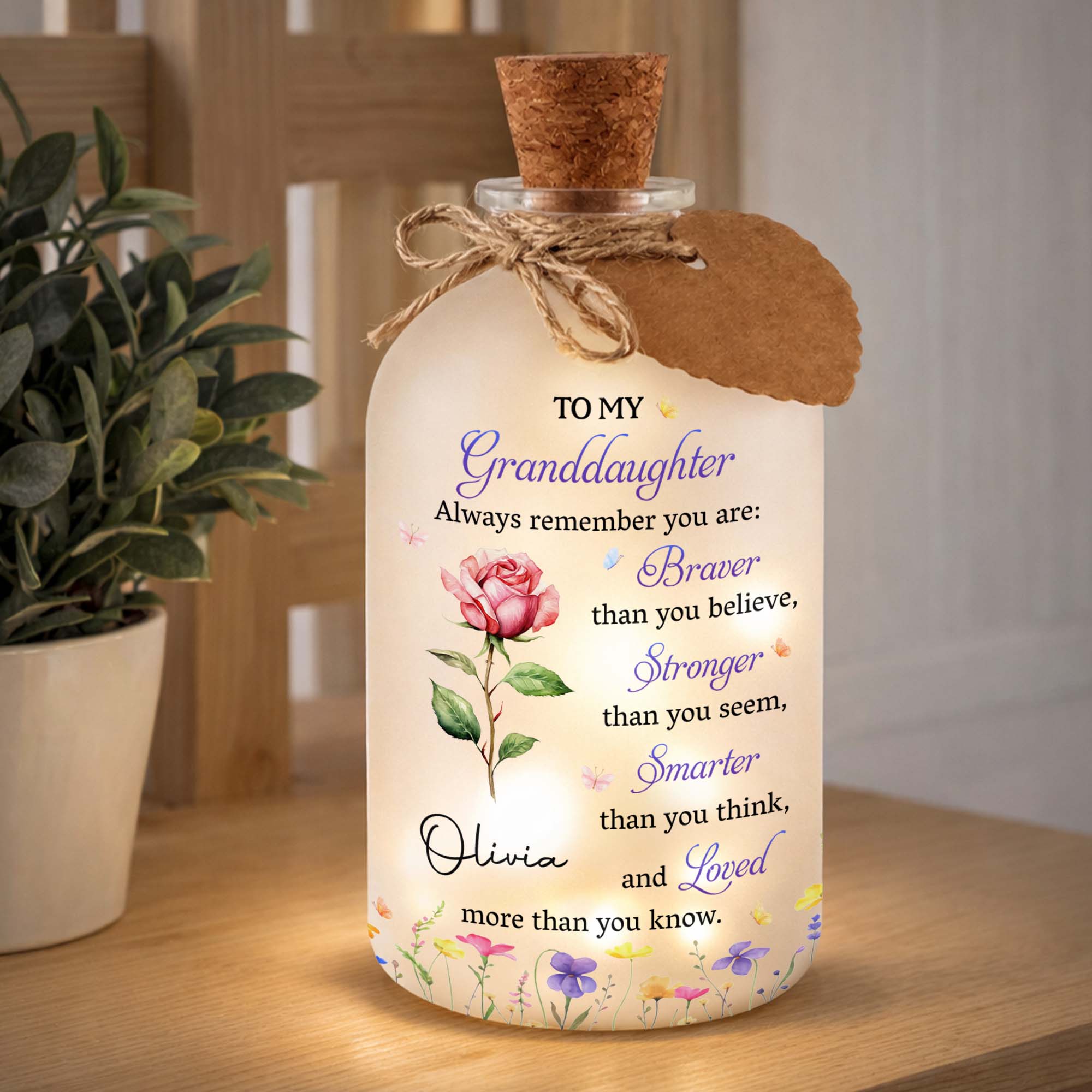 Personalized Short Bottle Light Custom Name Gift for Granddaughter
