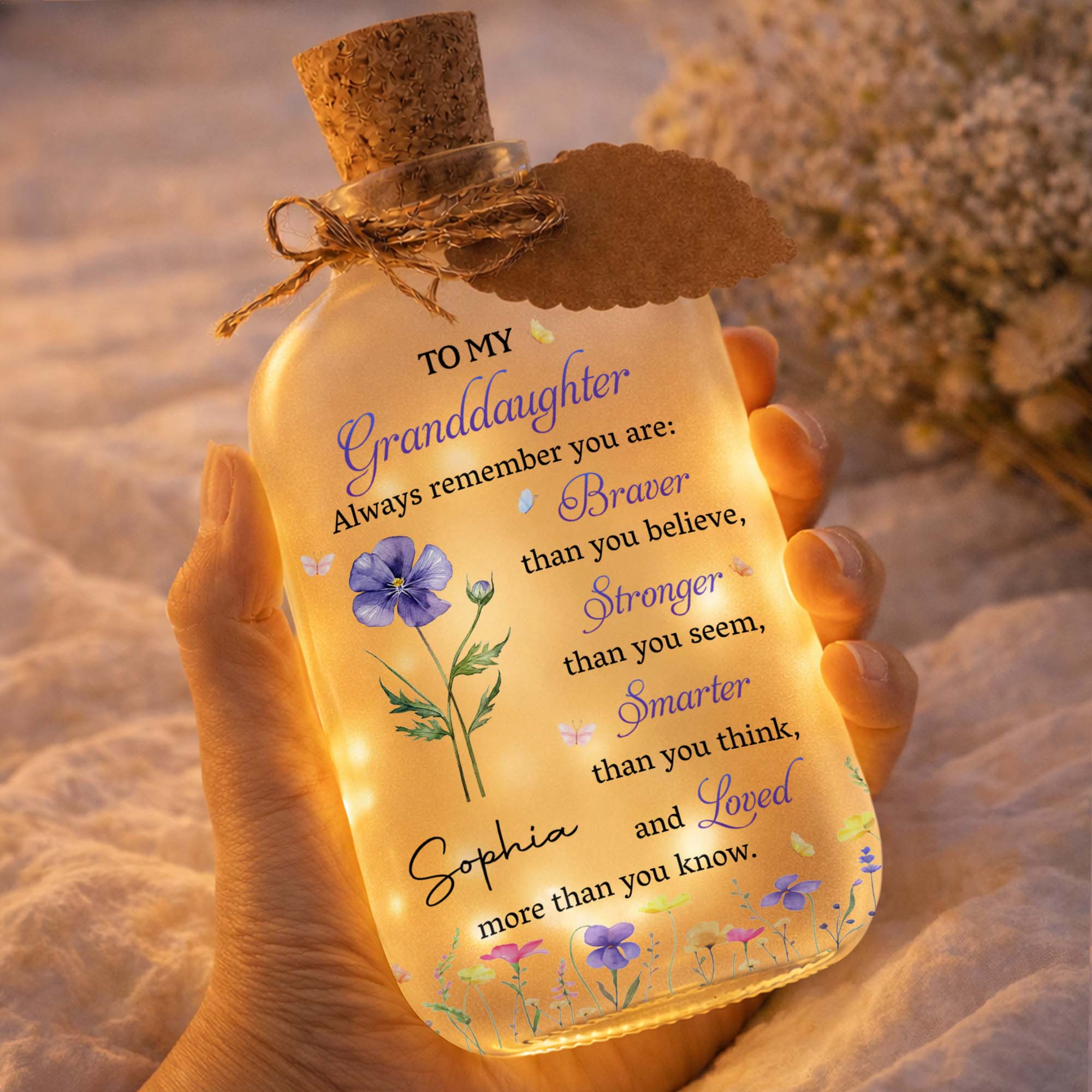 Personalized Short Bottle Light Custom Name Gift for Granddaughter